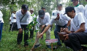 Kepala Kantor Kementerian Agama Kabupaten Semarang, Ta’yinul Biri Bagus Nugroho, melakukan penanaman bibit pohon di Kawasan Taman Nasional Gunung Merbabu, Getasan, Kab. Semarang, Rabu (10/12/2025). (Foto: Kresna/Humas)